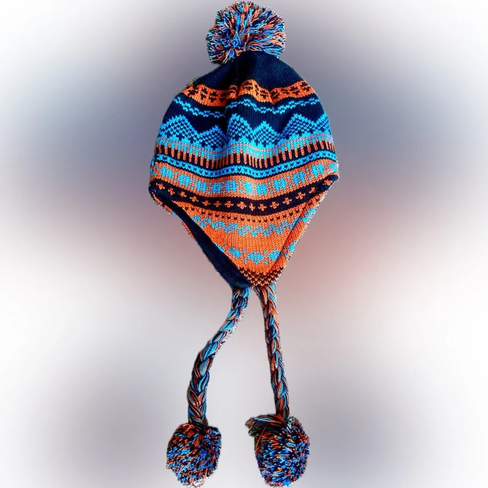 D&Y | Knit Hat in Orange and Blue | big kids/small adult | unisex | like new
